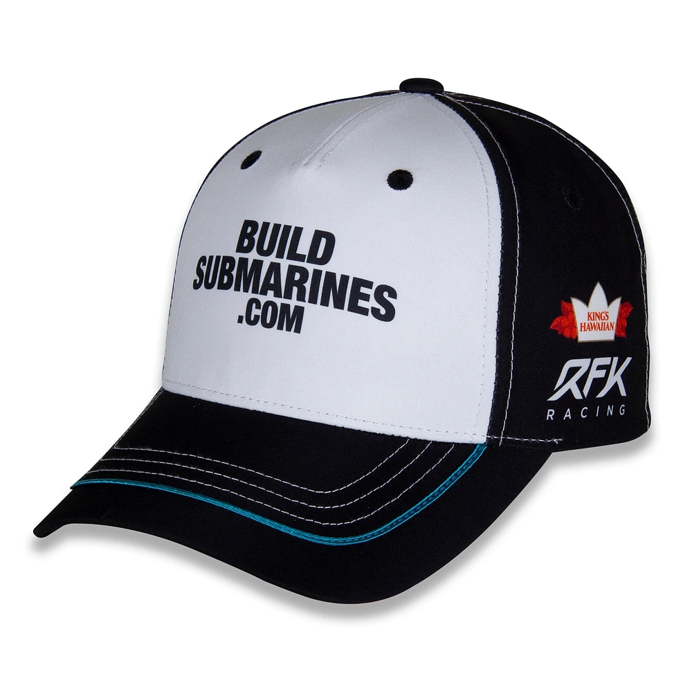 Drapeau à damier pour hommes Sports blanc/noir Brad Keselowski BuildSubmarines.com Uniforme réglable Chapeau