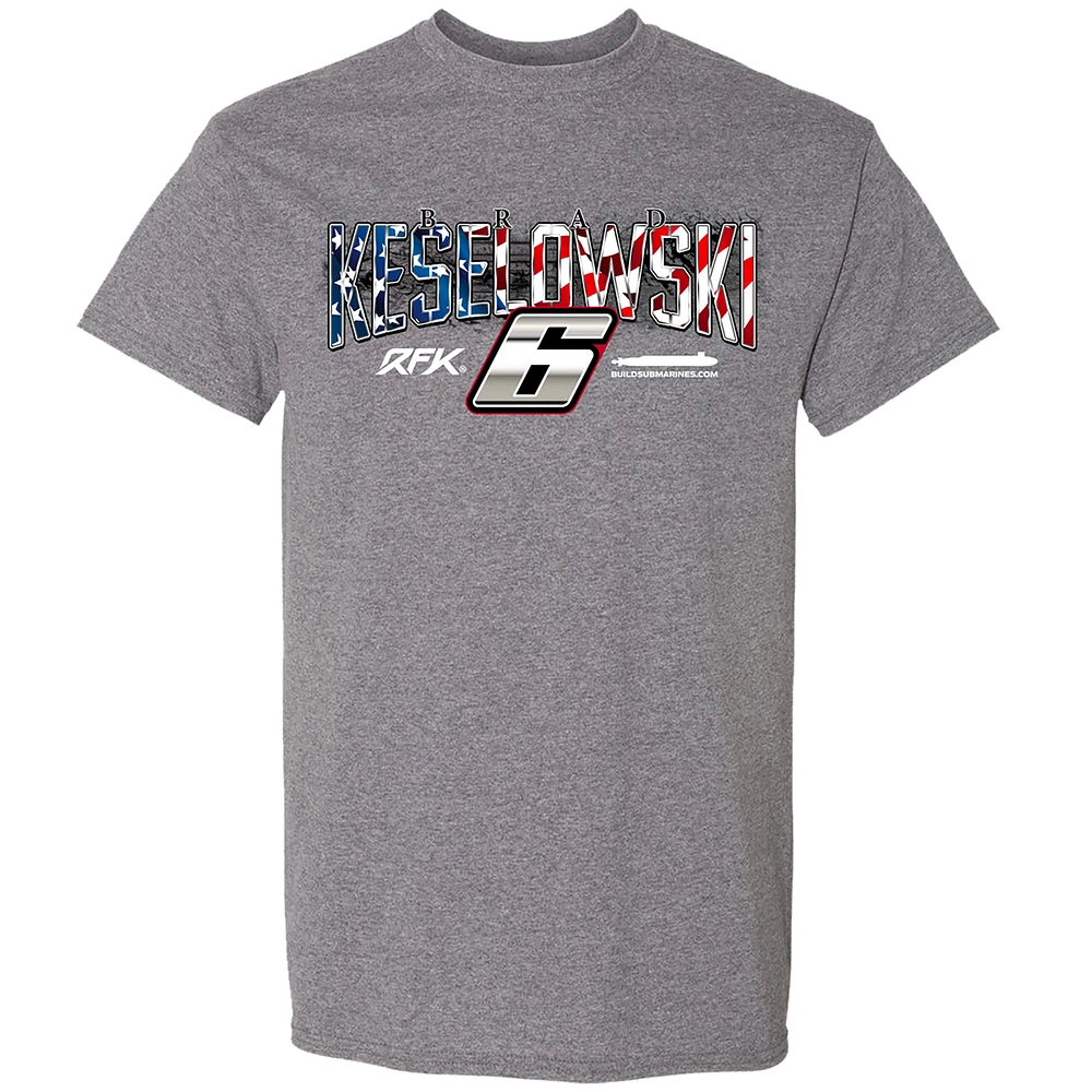 Men's Heather Gray Brad Keselowski BuildSubmarines.com Patriotic Car T-Shirt