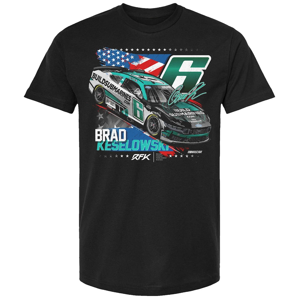 Men's RFK Racing Black Brad Keselowski BuildSubmarines.com Patriotic Car T-Shirt