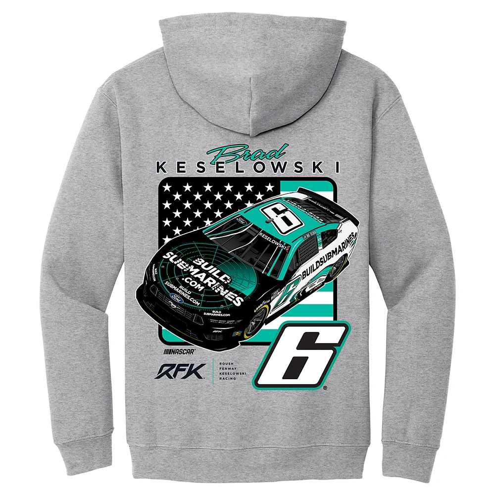 Men's RFK Racing  Heather Gray Brad Keselowski BuildSubmarines.com Car Pullover Hoodie