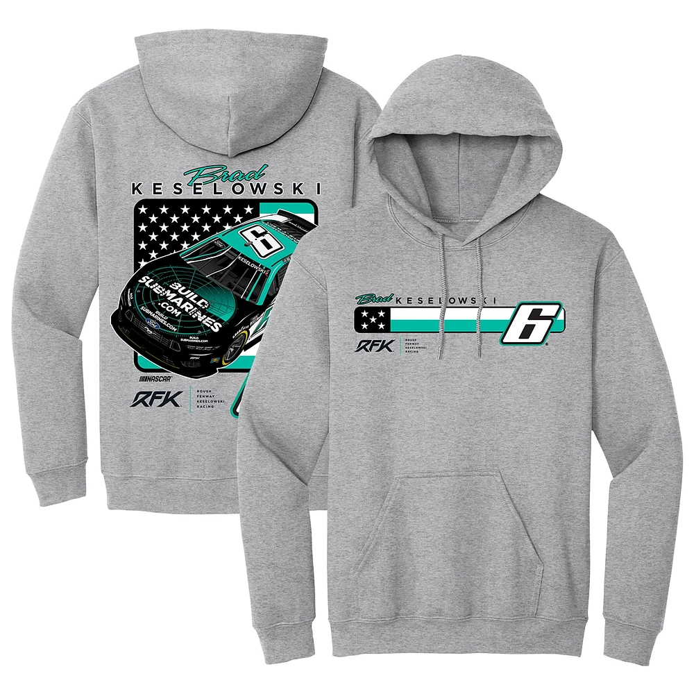 Men's RFK Racing Heather Gray Brad Keselowski BuildSubmarines.com Car Pullover Hoodie