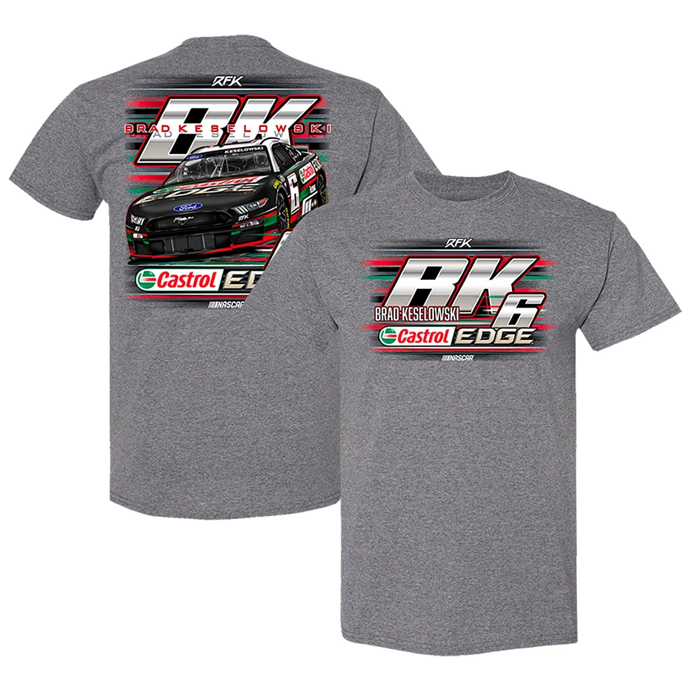 T-shirt pour homme RFK Racing gris chiné Brad Keselowski Castrol Edge Car