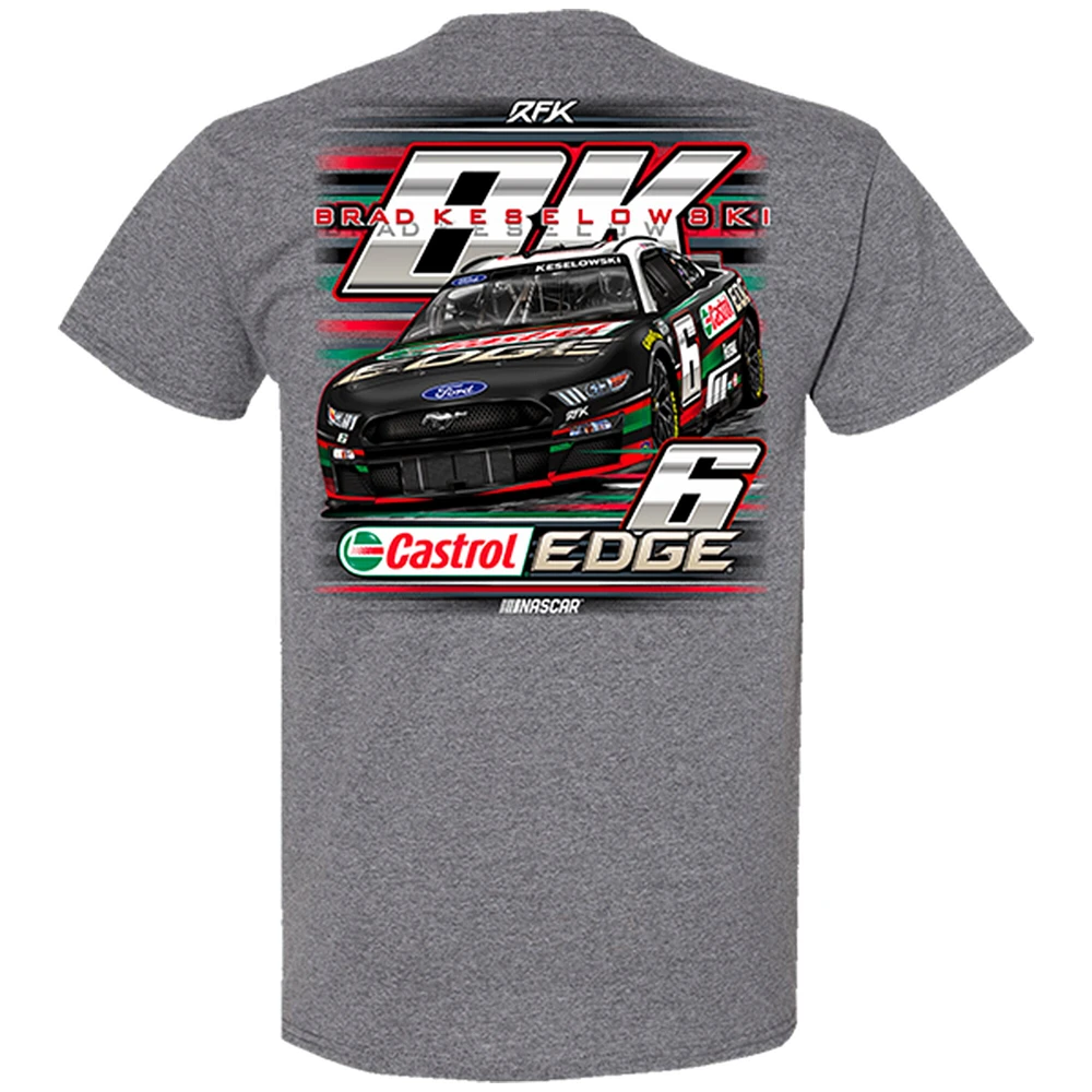 Men's RFK Racing Heather Gray Brad Keselowski Castrol Edge Car T-Shirt