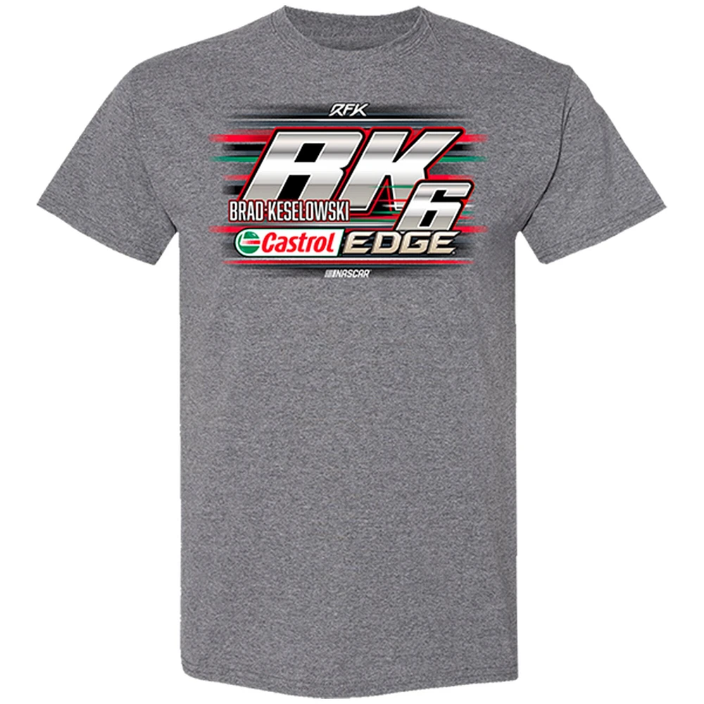 T-shirt pour homme RFK Racing gris chiné Brad Keselowski Castrol Edge Car