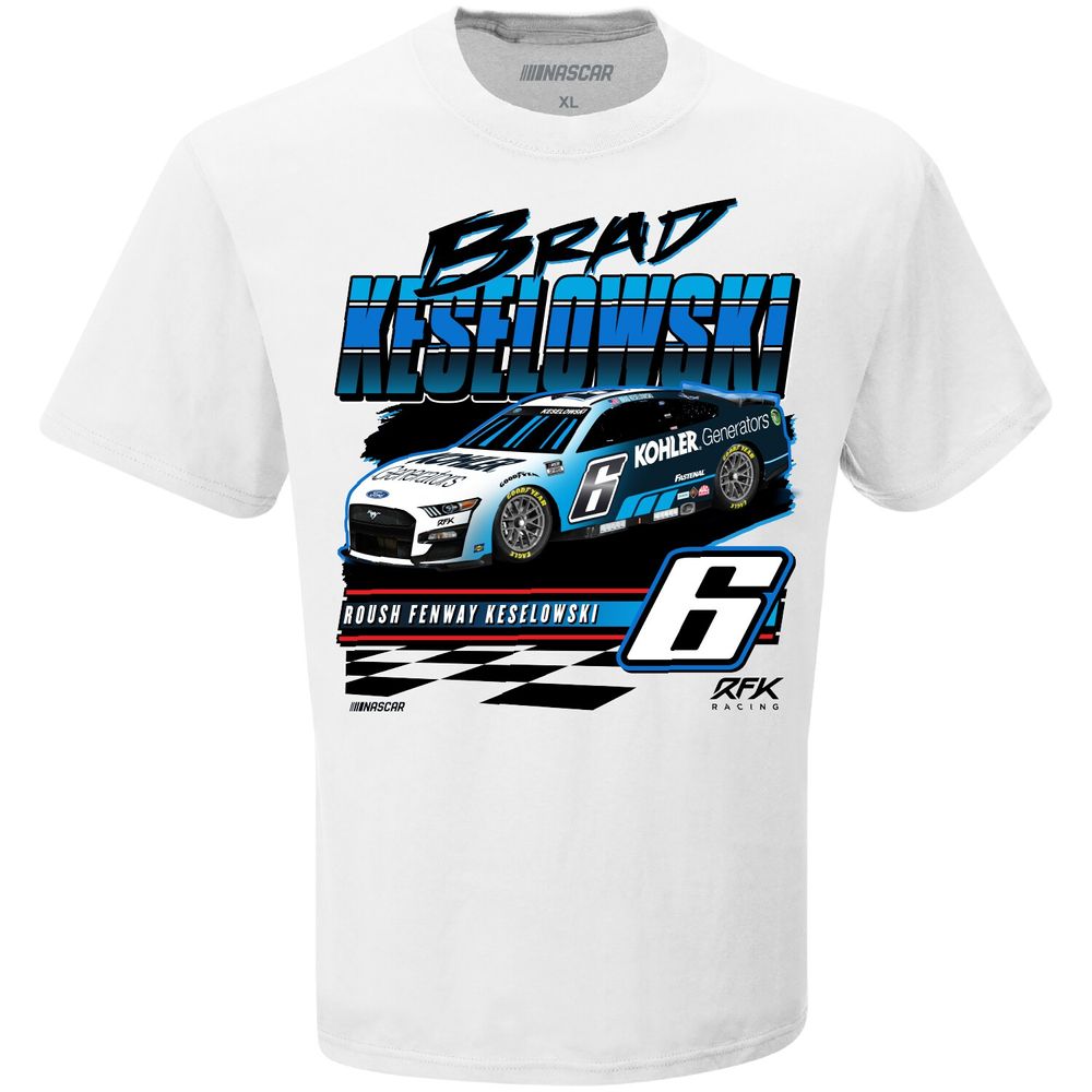 Men's RFK Racing White Brad Keselowski Kohler Wedge T-Shirt