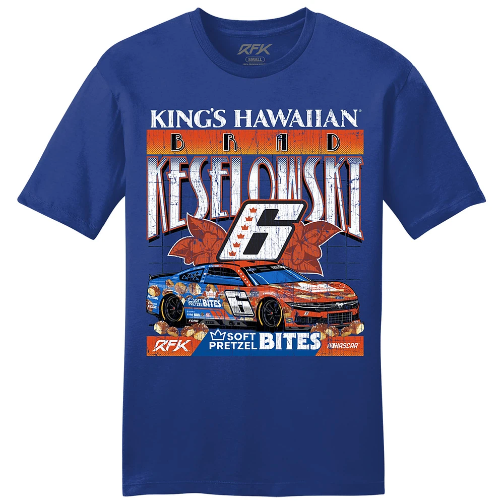 Men's Royal Brad Keselowski King's Hawaiian Soft Pretzel Bites Car T-Shirt