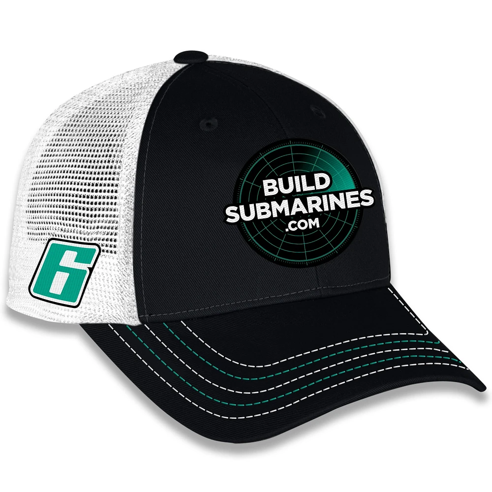 Casquette ajustable unisexe à damier Sports Black Brad Keselowski BuildSubmarines.com Sponsor Trucker