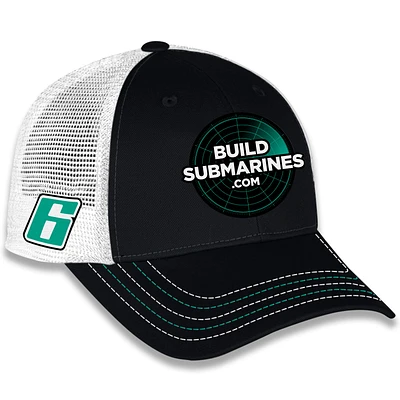 Casquette ajustable unisexe à damier Sports Black Brad Keselowski BuildSubmarines.com Sponsor Trucker