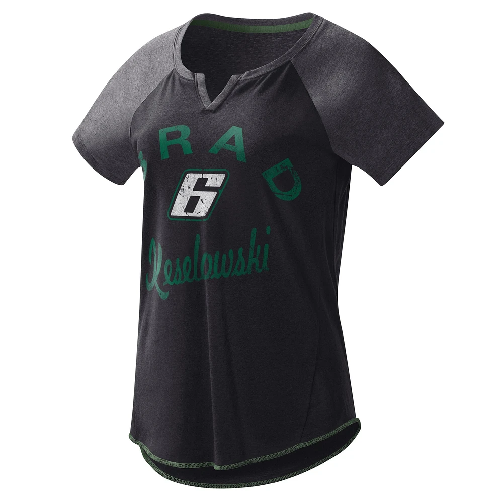 T-shirt G-III 4Her by Carl Banks noir Brad Keselowski Grand Slam Tri-Blend Notch à encolure en V pour femme