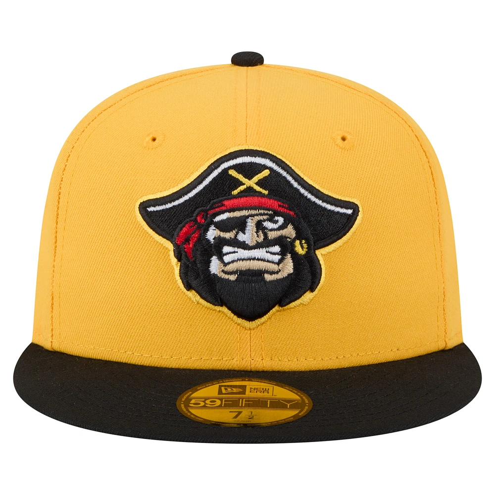 Men's New Era  Yellow/Black Bradenton Marauders Authentic Collection 59FIFTY Fitted Hat