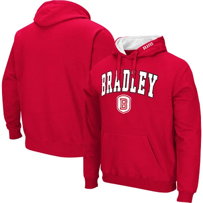 Men's Colosseum Red Bradley Braves Arch & Logo 3.0 Pullover Hoodie