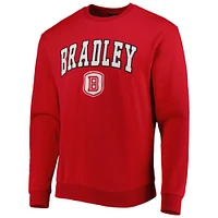 Men's Colosseum Red Bradley Braves Arch Over Logo Pullover Sweatshirt