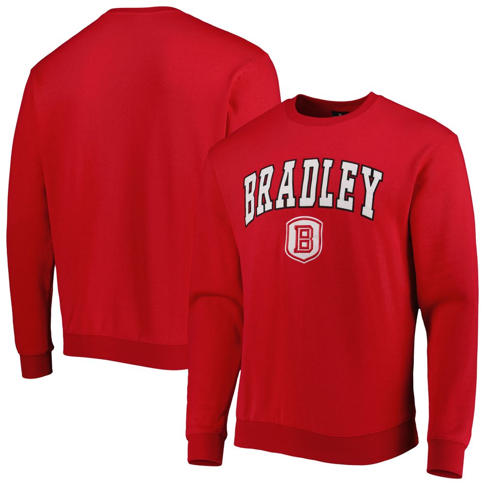 Men's Colosseum Red Bradley Braves Arch Over Logo Pullover Sweatshirt