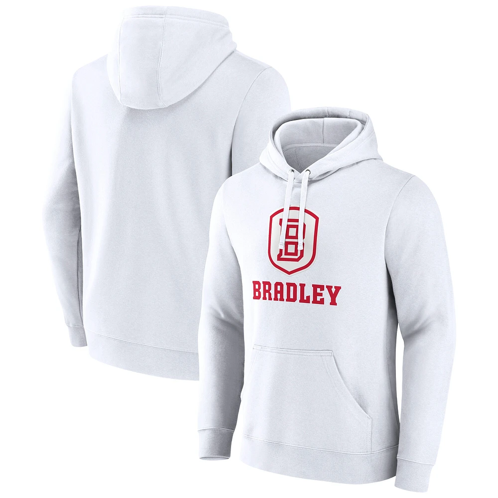 Men's Fanatics  White Bradley Braves Primary Logo Pullover Hoodie