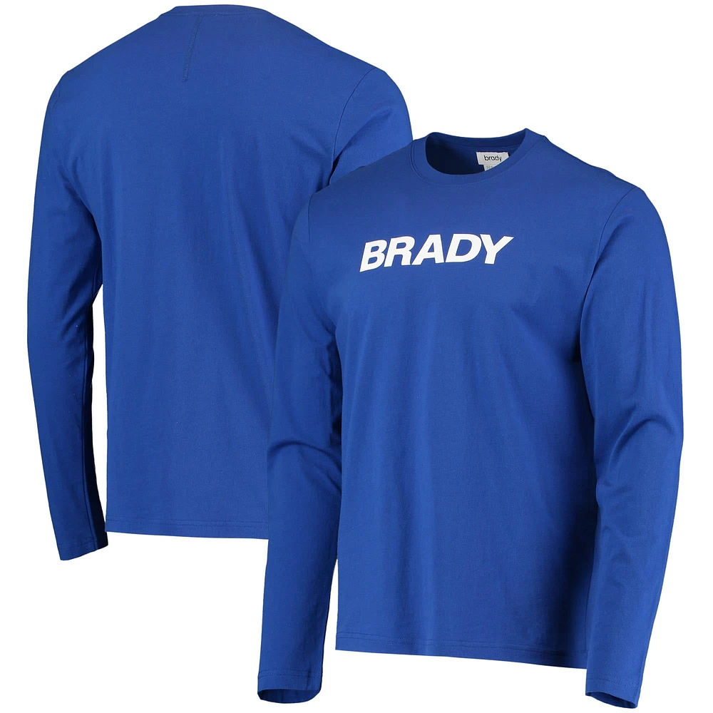 Brady T-shirt à manches longues avec mot-symbole bleu pour hommes