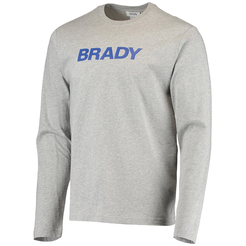 T-shirt à manches longues avec mot-symbole gris chiné BRADY pour hommes