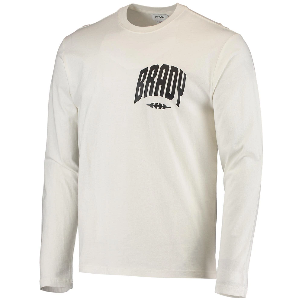 T-shirt universitaire blanc à manches longues BRADY pour hommes