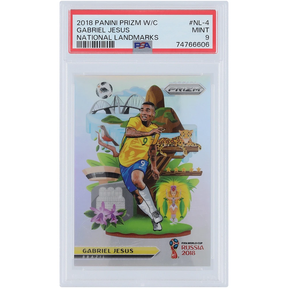 Gabriel Jesus Brazil National Team 2018 Panini Prizm World Cup National Landmarks #NL-4 PSA Authenticated 9 Card 