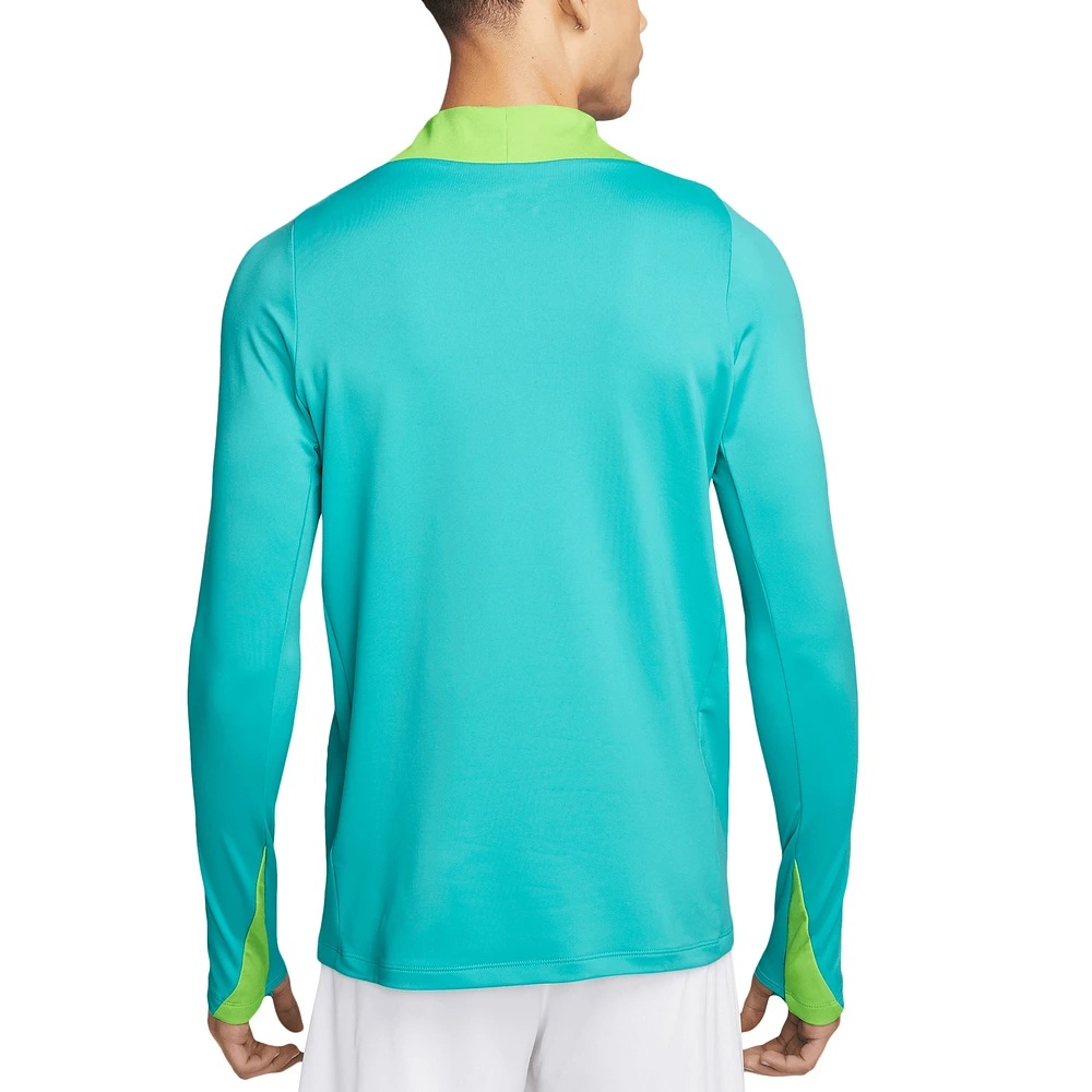 Haut à enfiler quart de zip Nike Aqua Brazil National Team 2024 Strike Drill Performance pour homme