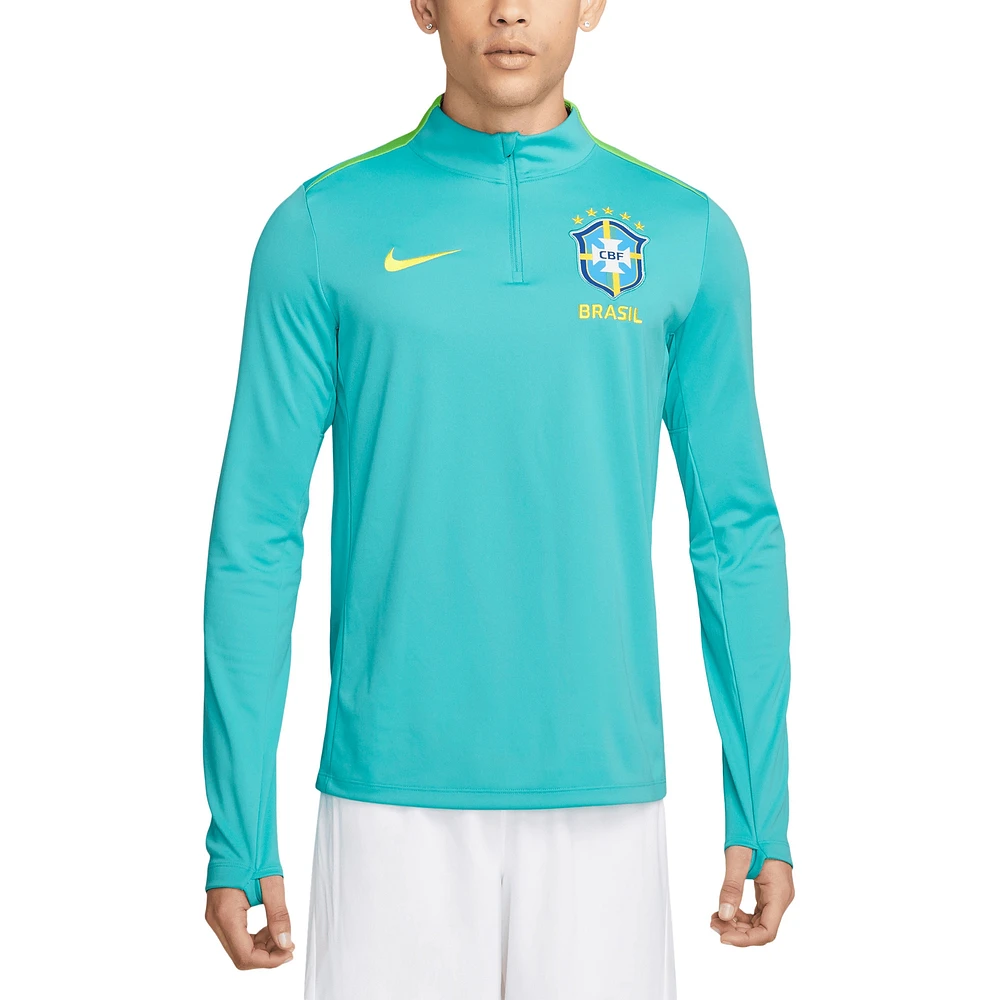 Haut à enfiler quart de zip Nike pour homme l'équipe nationale du Brésil 2024 Academy Pro Drill Performance bleu