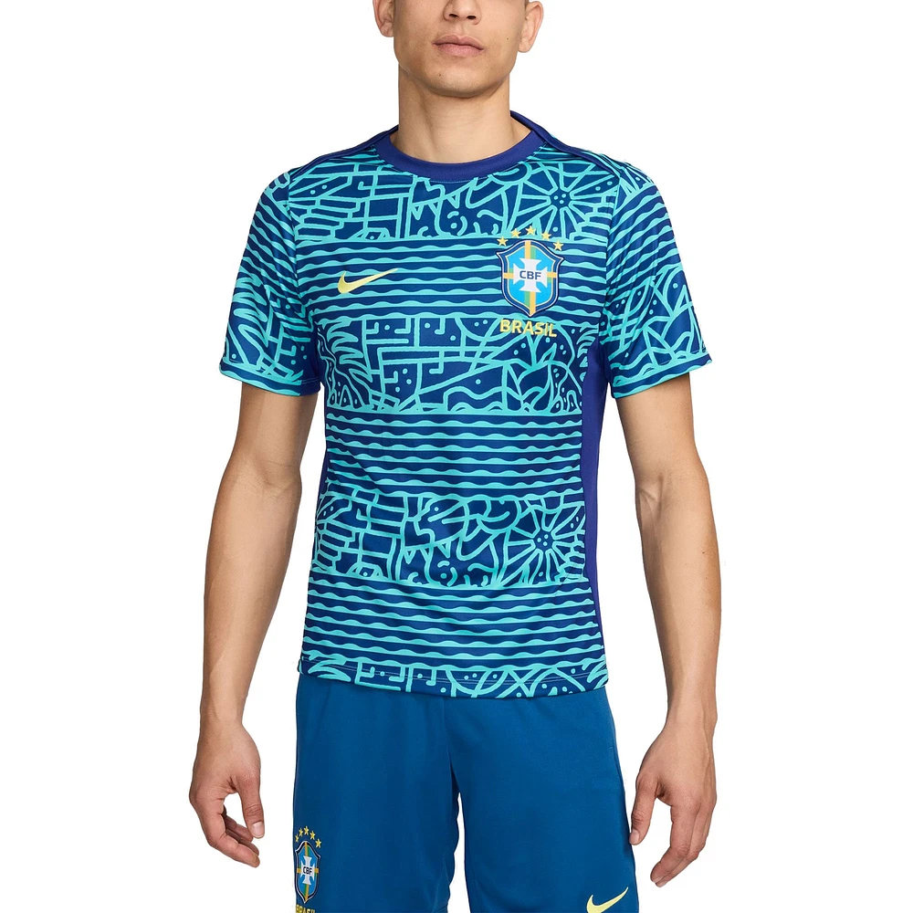 Men's Nike  Blue Brazil National Team 2024 Academy Pro Pre-Match Top