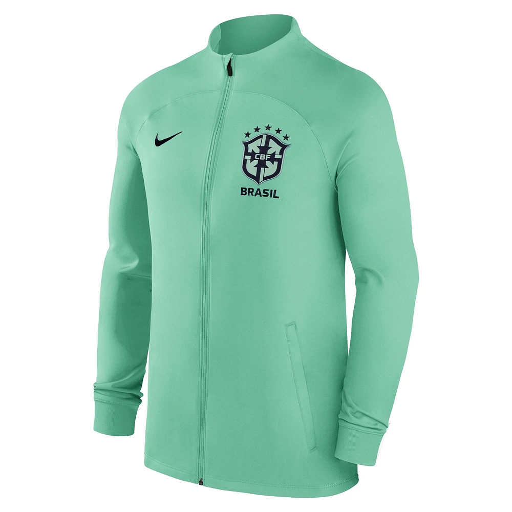 Men's Nike Brazil National Team Green Strike Raglan Full-Zip Performance Track Jacket