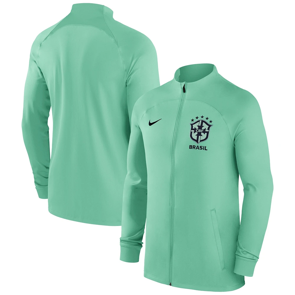 Veste de survêtement à fermeture éclair intégrale Strike Raglan Nike pour homme l'équipe nationale du Brésil, vert