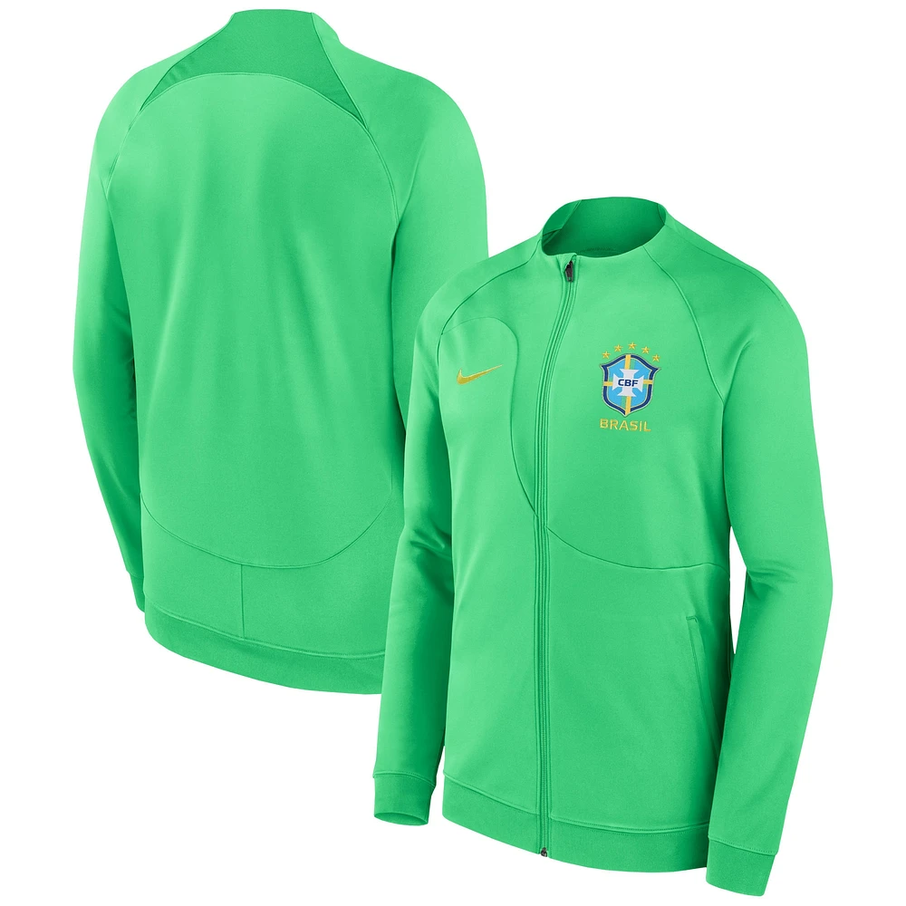 Men's Nike Green Brazil National Team 2022 Academy Pro Anthem Performance Raglan Full-Zip Jacket