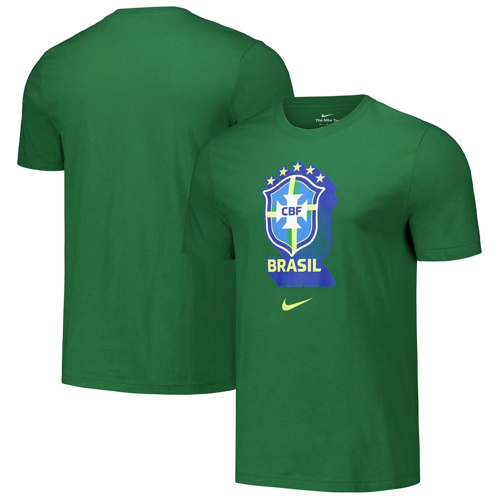 T-shirt Nike vert pour homme avec écusson de l'équipe nationale du Brésil