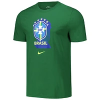 T-shirt Nike vert pour homme avec écusson de l'équipe nationale du Brésil