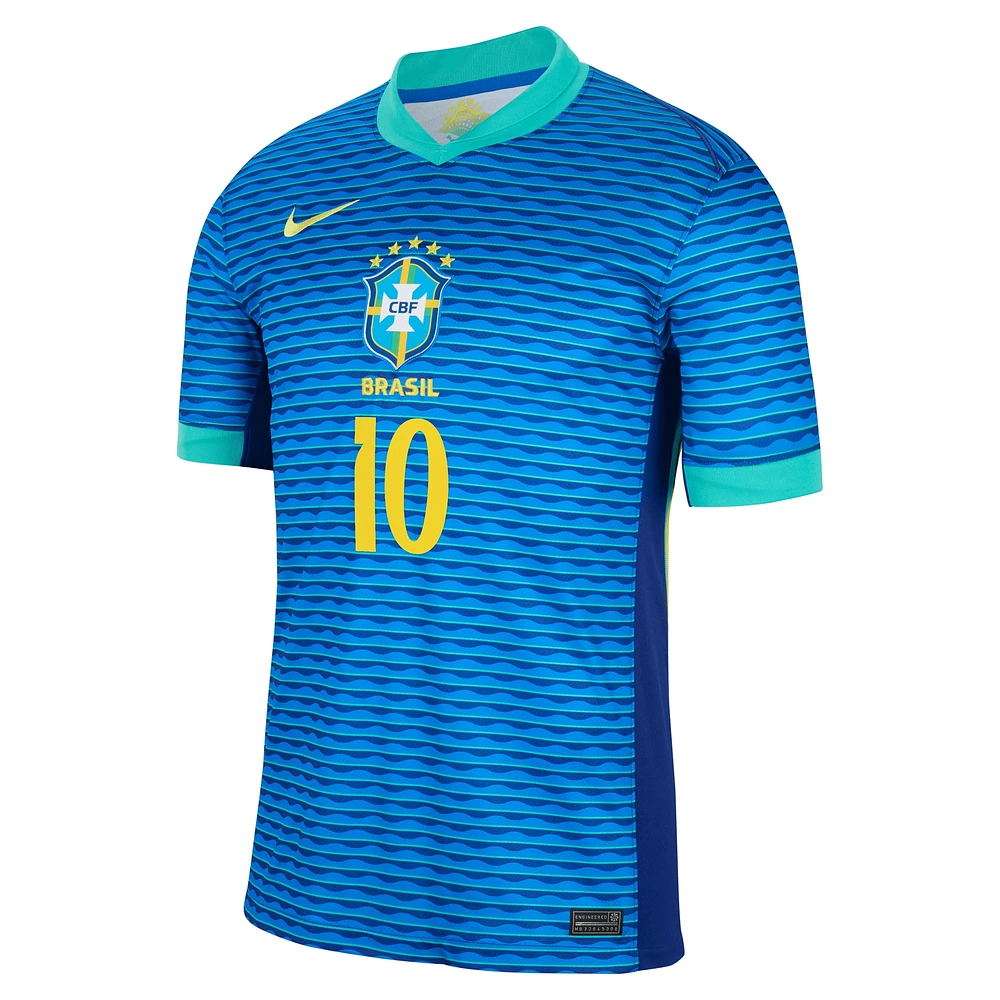 Men's Nike Neymar Jr. Blue Brazil National Team 2024 Away Stadium Replica Player Jersey