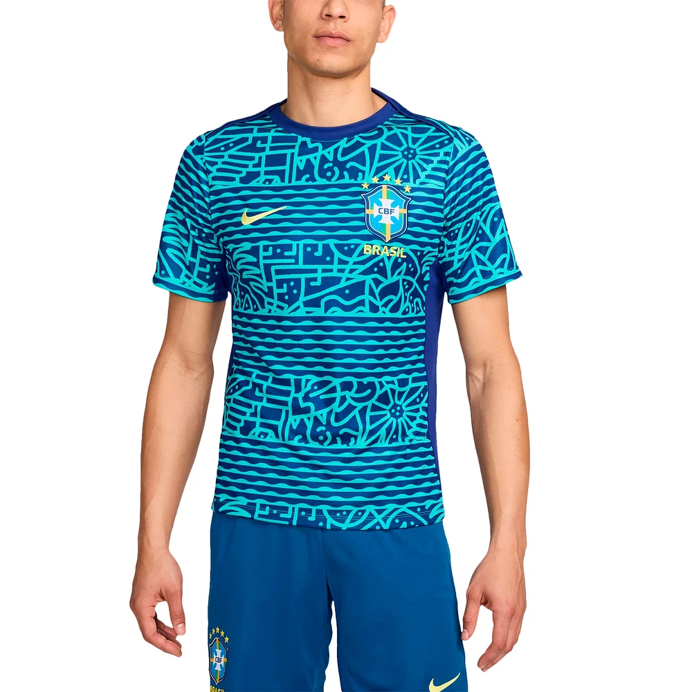 Men's Nike  Teal Brazil National Team 2024 Academy Pro Pre-Match Jersey