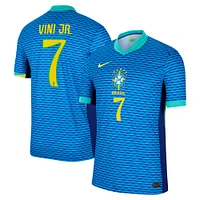 Men's Nike Vini Jr. Blue Brazil National Team 2024 Away Authentic Jersey