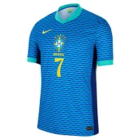 Maillot authentique Nike Vini Jr. de l'équipe nationale du Brésil 2024 extérieur pour homme, bleu