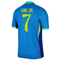 Maillot authentique Nike Vini Jr. de l'équipe nationale du Brésil 2024 extérieur pour homme, bleu