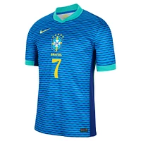 Men's Nike Vini Jr. Blue Brazil National Team 2024 Away Replica Jersey