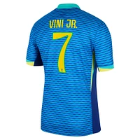 Maillot Nike Vini Jr. bleu pour homme, réplique de l'équipe nationale du Brésil 2024 extérieur