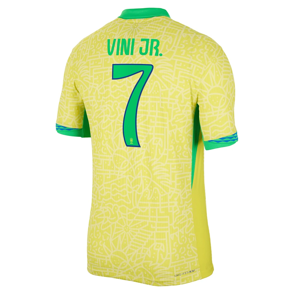 Men's Nike Vini Jr. Yellow Brazil National Team 2024 Home Authentic Jersey