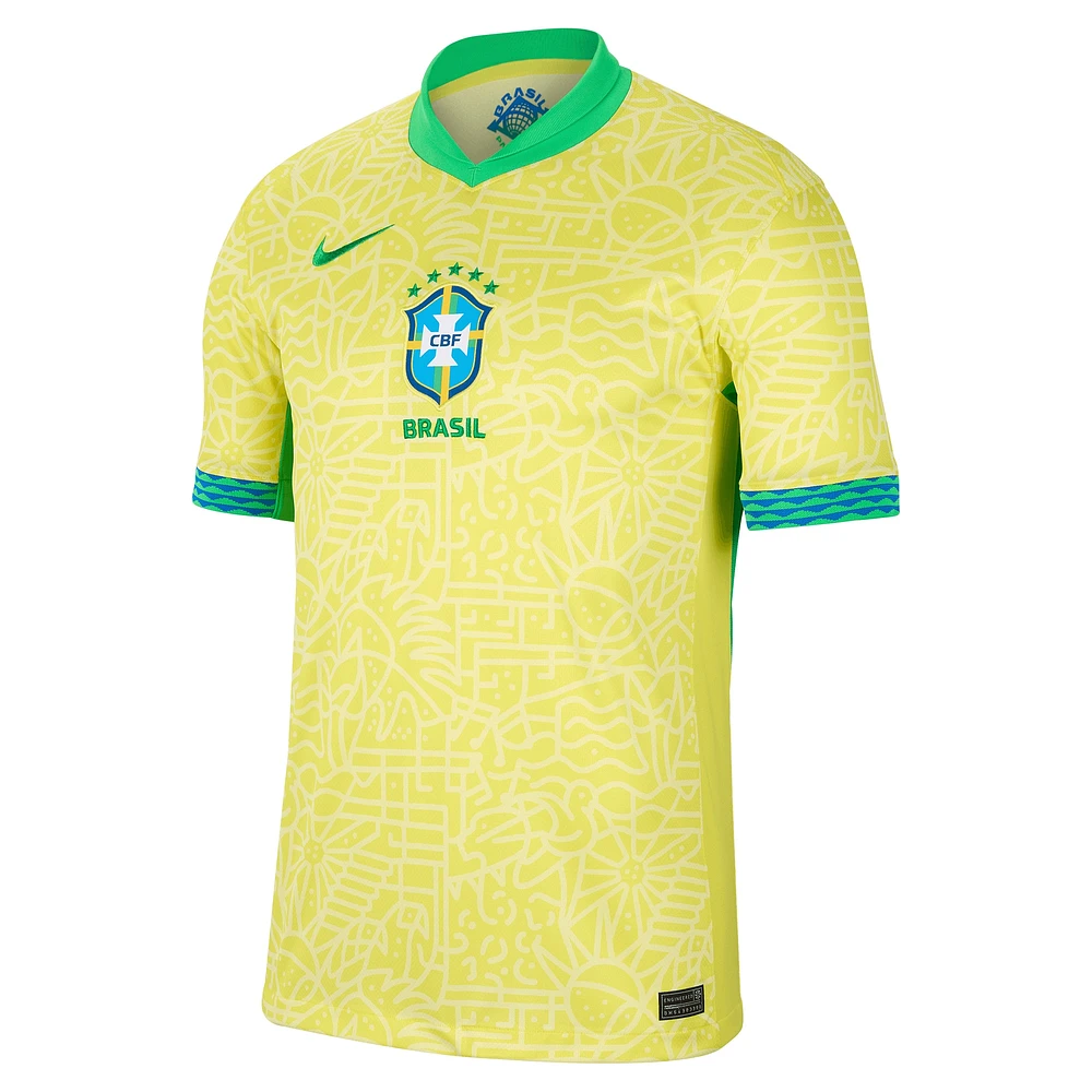 Men's Nike  Yellow Brazil National Team 2024 Home Stadium Replica Jersey