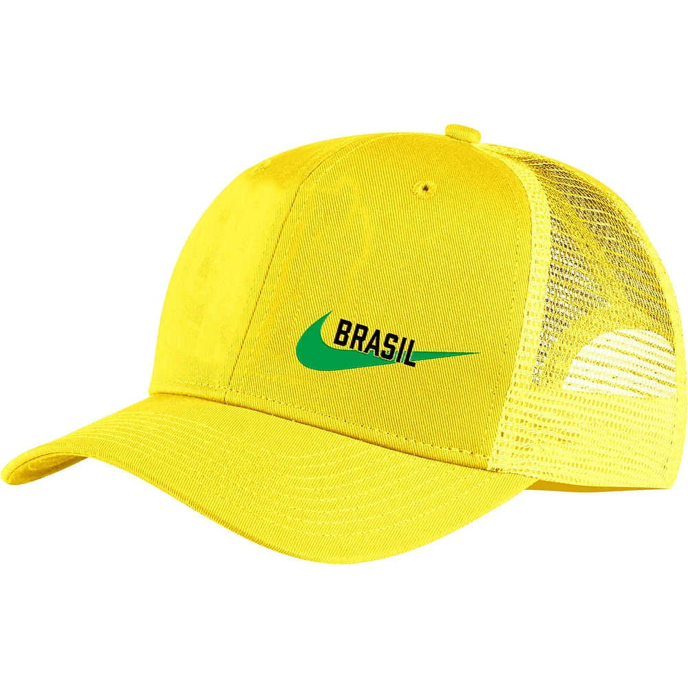 Casquette Snapback Trucker Classic99 de l'équipe nationale du Brésil Nike jaune pour homme