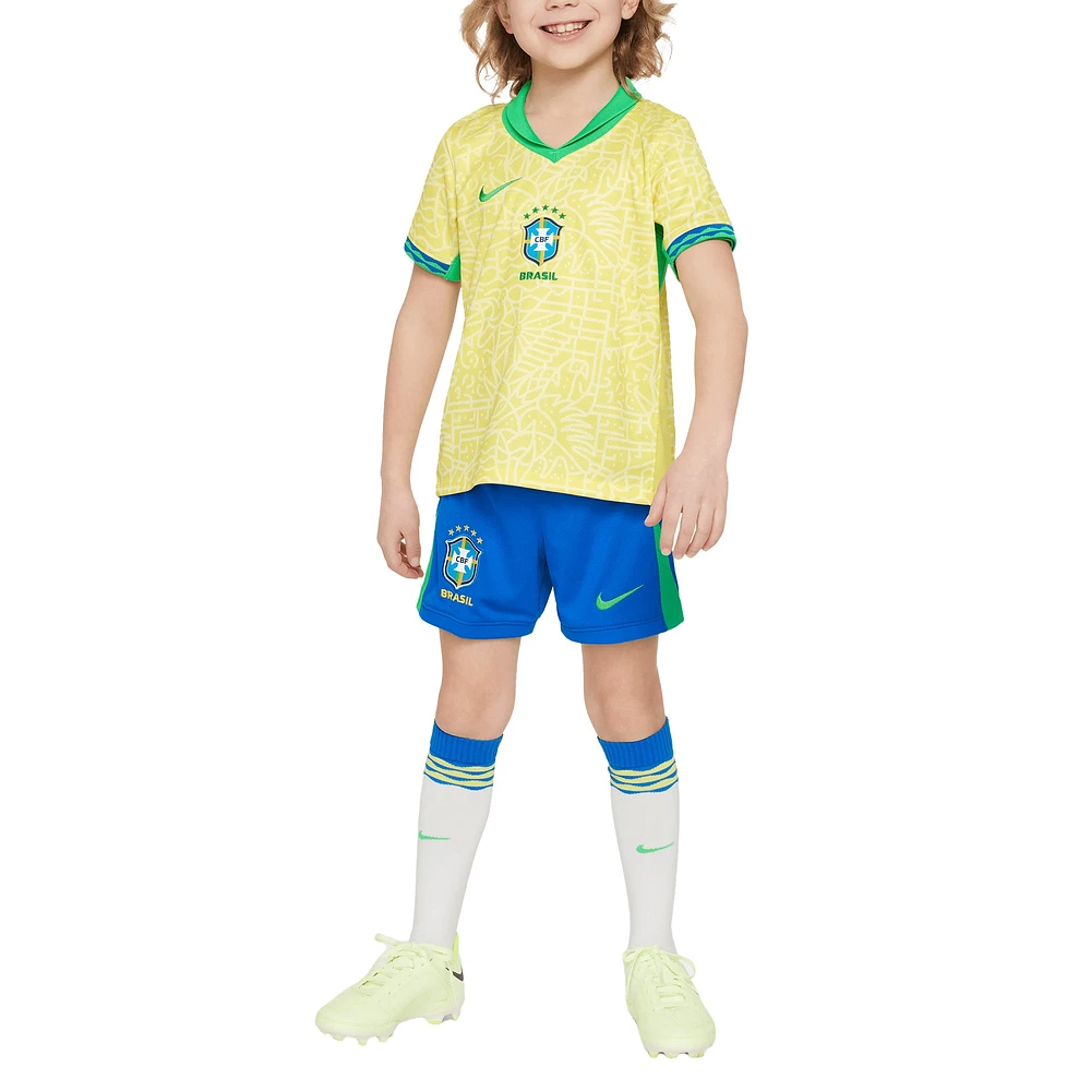 Preschool Nike  Yellow Brazil National Team 2024 Home Replica Stadium Kit Set