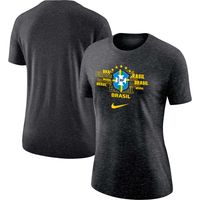 Women's Nike Black Brazil National Team Varsity Space-Dye T-Shirt