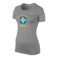 T-shirt de performance légendaire l'équipe nationale du Brésil Nike pour femme, gris chiné