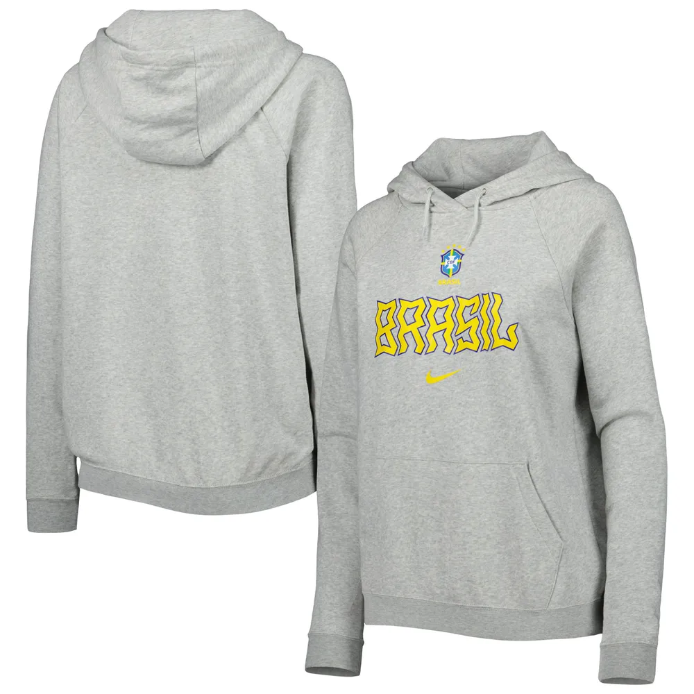 Sweat à capuche enfiler raglan Varsity Fleece Nike de l'équipe nationale du Brésil gris chiné pour femme