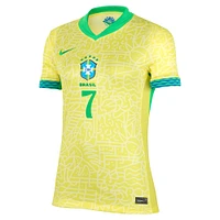 Women's Nike Vini Jr. Yellow Brazil National Team 2024 Home Replica Jersey