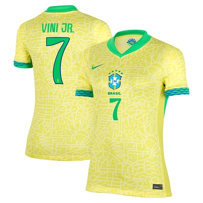 Maillot Nike Vini Jr. pour femme, réplique jaune de l'équipe nationale du Brésil 2024 domicile