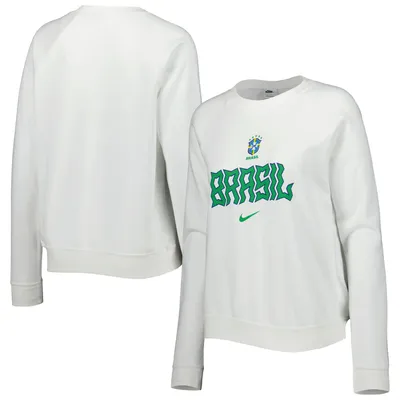 Sweat-shirt raglan à trois mélanges Varsity de l'équipe nationale du Brésil Nike pour femme, blanc