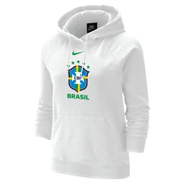 Chandail à capuchon en trois mélanges raglan Nike de l'équipe nationale du Brésil pour femme, blanc