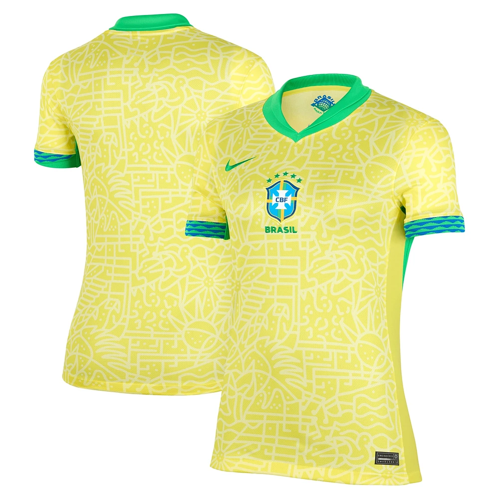 Women's Nike  Yellow Brazil National Team 2024 Home Stadium Replica Jersey