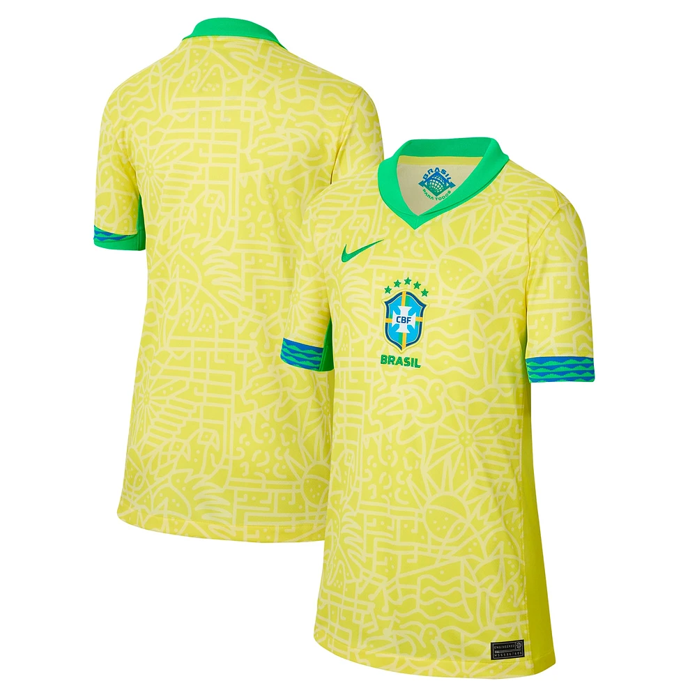 Maillot Nike pour homme, jaune, réplique de l'équipe nationale du Brésil 2024 domicile